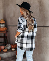 Trace Pocketed Plaid Button Down Shacket - Grey ACOA-001